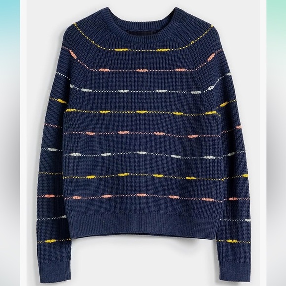 Cable Stitch Women's Stripe Sweater, Crewneck Long Sleeve Knitted Pullover Small - Picture 4 of 8